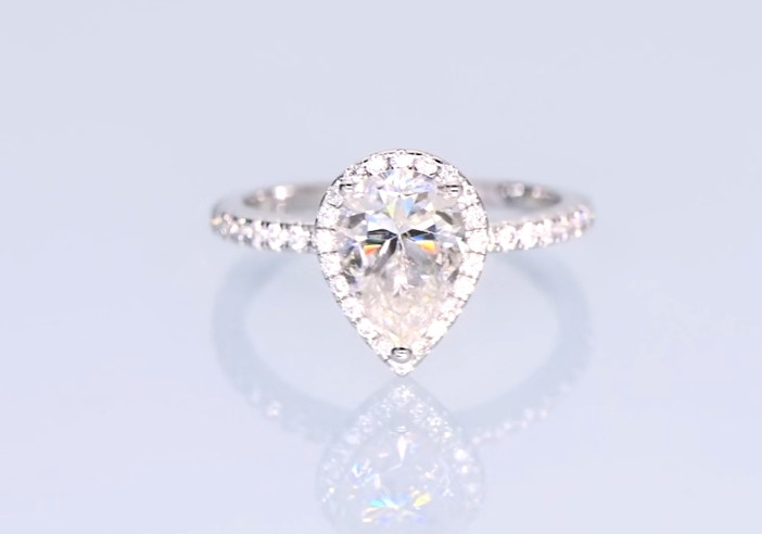 2ct　ドロップ　　モアッサナイト　モアサナイト　リング ゴールドジュエリー　ホワイトゴールド　k18