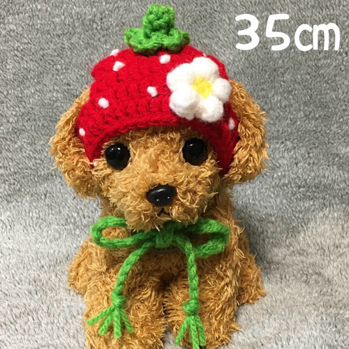 苺の帽子♡頭囲30㎝の犬用帽子 ペット服・アクセサリー そのちゃん