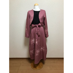 着物生地　ワンピース　ボレロ　アンサンブル ☆黒留袖アンサンブル*スクエアノースリーブワンピ+ボレロ*着物