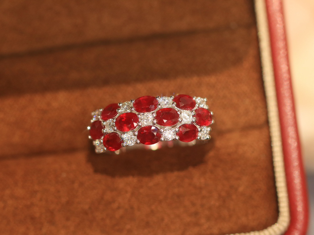 天然ダイヤモンド付きルビーリングk18