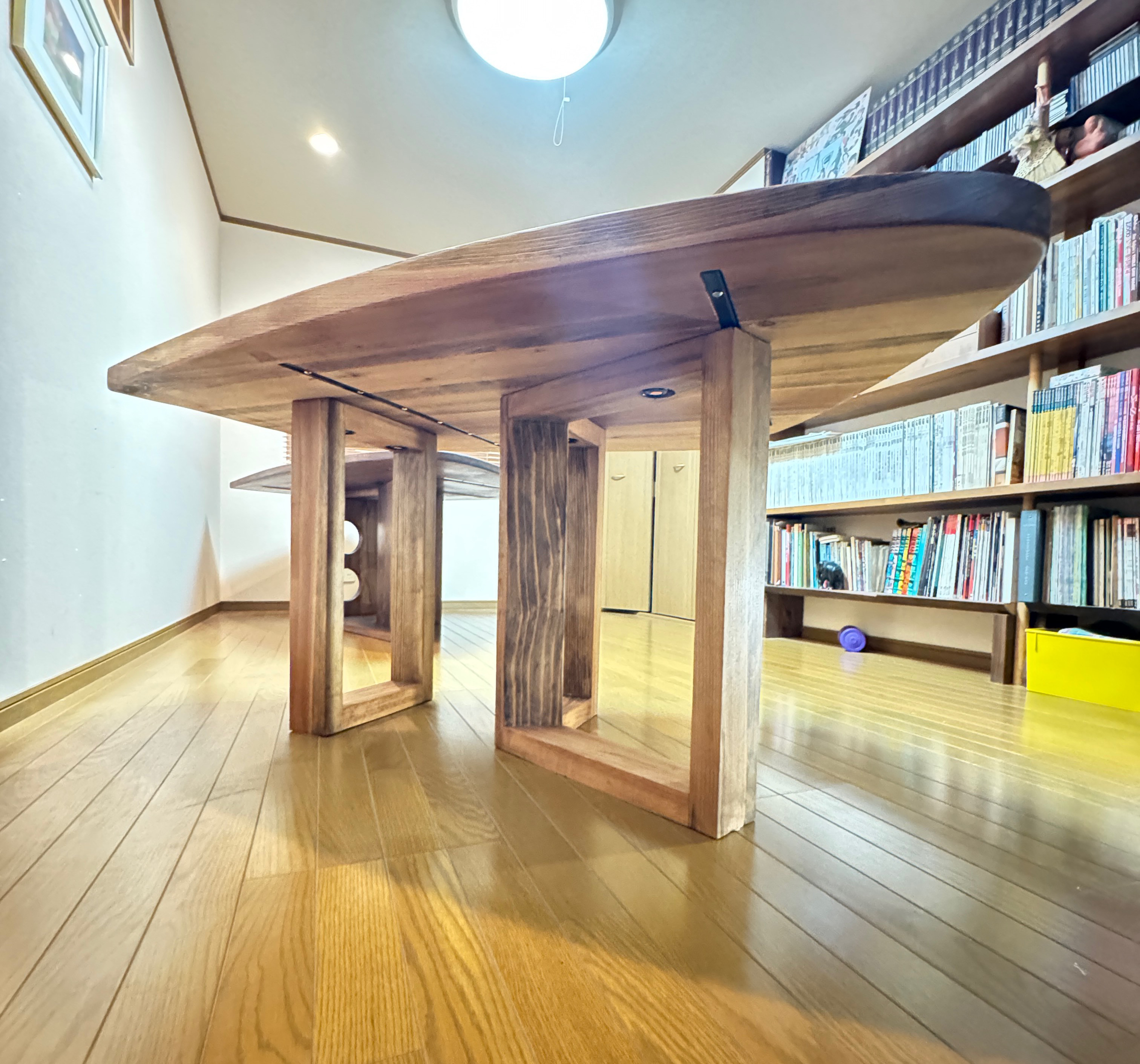 八溝杉155x115cm ボックス脚厚板テーブル(M21-1type)