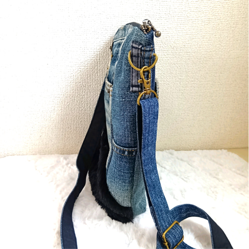 デニムリメイクバックS 猫ショルダーバック 猫 ショルダー バッグ デニム 2Way 猫柄 イラスト 斜め掛け 実用