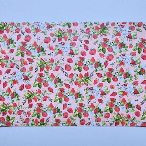 オリジナル デザインペーパー いちご×花 A4 10枚 包装紙・ラッピング