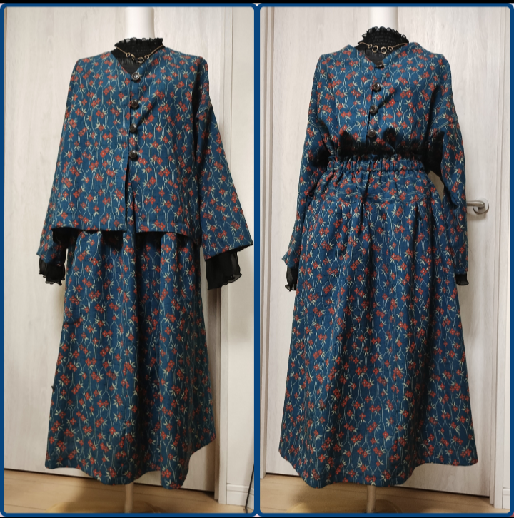 ジャケットとヨークタックスカートのセットアップ 着物リメイク