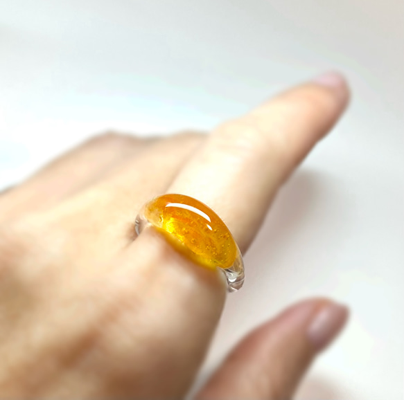 ガラスリング 〜 nuance 〜 オレンジ 透明 12〜13号 送料無料