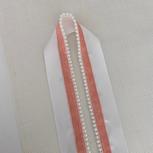 和衣《Z-15》重ね襟 ホワイトダブルサテンリボン×ピンクベルベット