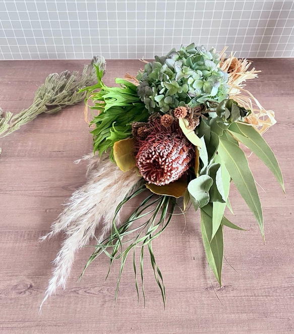 週末お値下げ❣️紫陽花と小花のドライフラワーリース♡♡スワッグ付き•*¨*•.¸♬︎ 0_c301ec606dbfb61d15e647bc695c