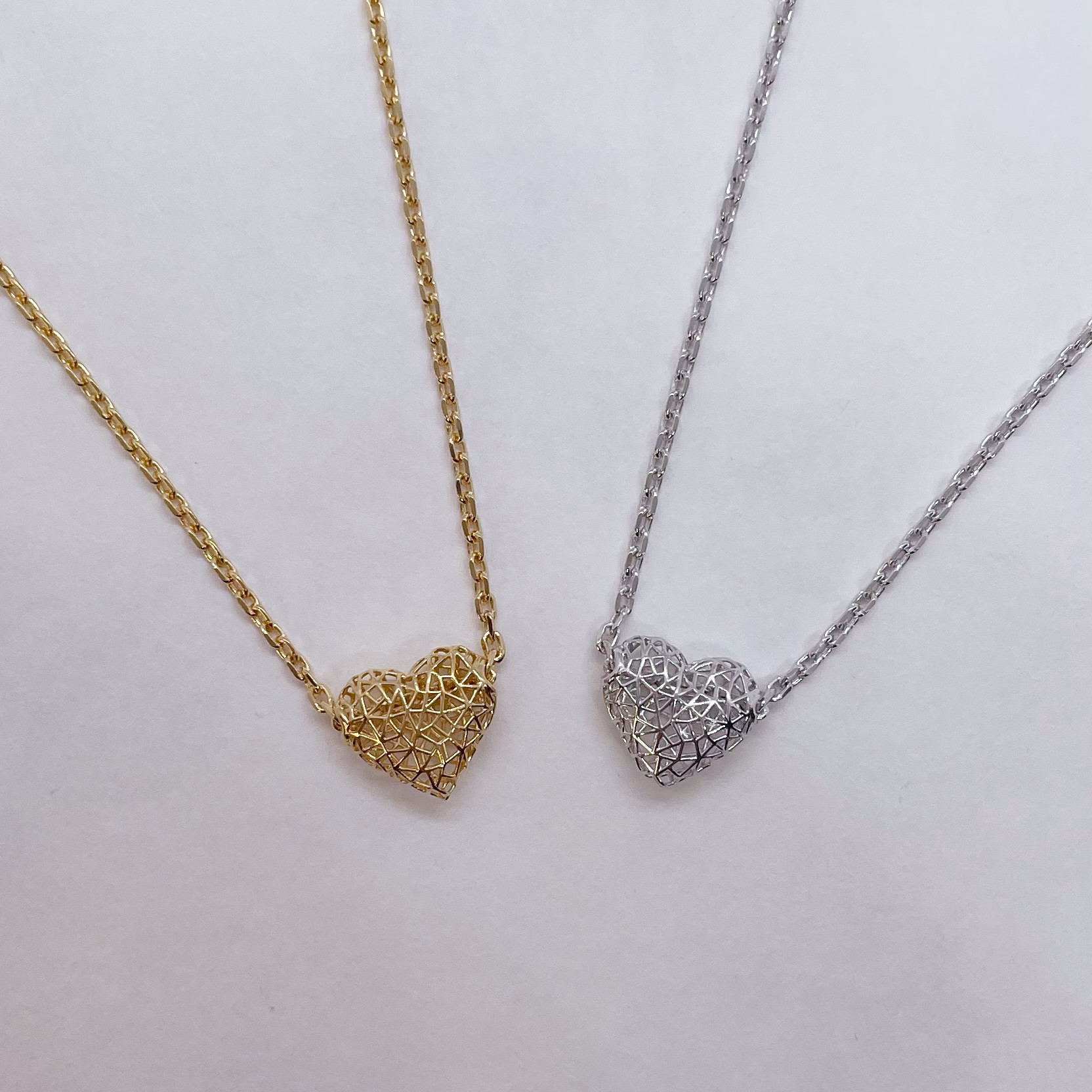 ハートネックレス(SV925,18KGP) シンプル可愛い おしゃれ