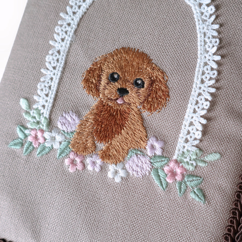 さくら✳︎ハンドメイド✳︎トイプードル柄　ティッシュケース　母made品 407．トイプードル柄の母子手帳ケースS 通帳ケース 再販10