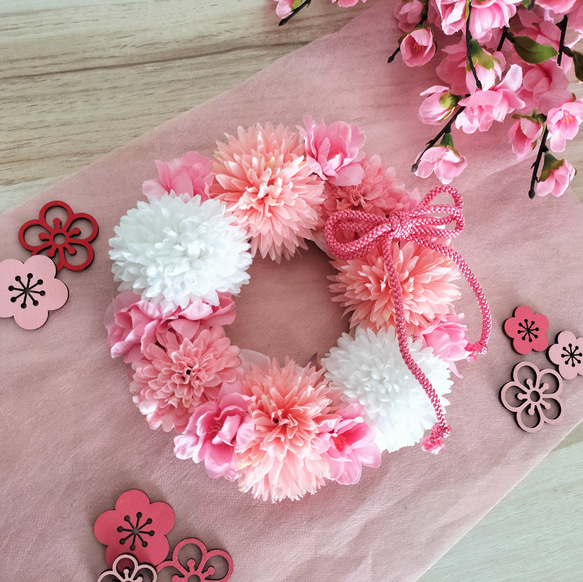 春٭❀*桃の節句 ひな祭りリース❁*。ハンドメイド
