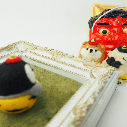 受注製作】‐節分コスプレ‐まゆペンギンのヒナおに(赤鬼・青鬼) 羊毛