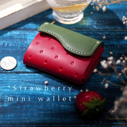 melty-いちごのミニ財布（キーリング付） しろくまクラフト 二つ折り