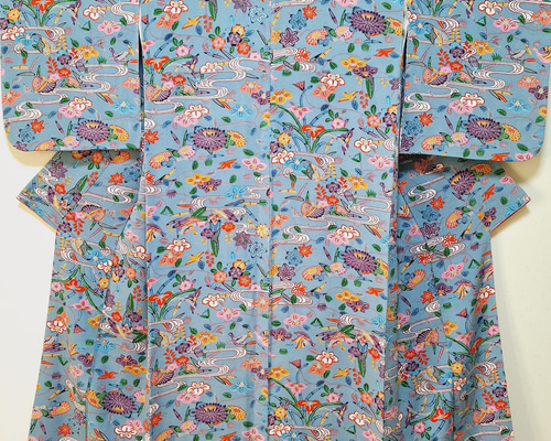 【着物まとめ売り】　正絹小紋10枚 着用可　リメイク素材　目立った汚れなし 少しトール幅狭】ワンタッチ着物 くらわん着物 正絹小紋リメイク