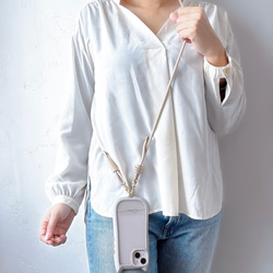 ベルト付き(猫耳) iphone17 16e 透明  シンプル 名入れ プリント無料 ショルダー+マクラメベルト付き 17枚目の画像