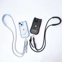 ベルト付き(猫耳) iphone17 16e 透明  シンプル 名入れ プリント無料 ショルダー+マクラメベルト付き 4枚目の画像