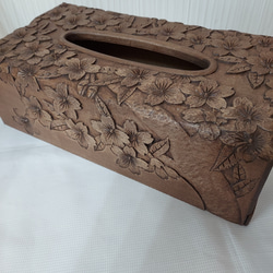 木彫りティッシュボックス（紫陽花） その他インテリア雑貨