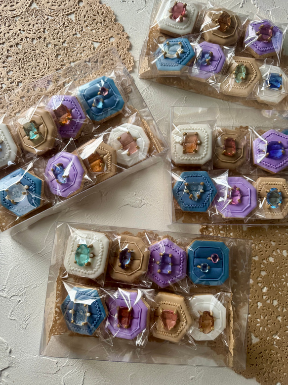 (※展示中です)【秋・冬・春の限定販売】❤︎ギフト❤︎ジュエリー好きな方へ　アイシングクッキー8個セット 3枚目の画像