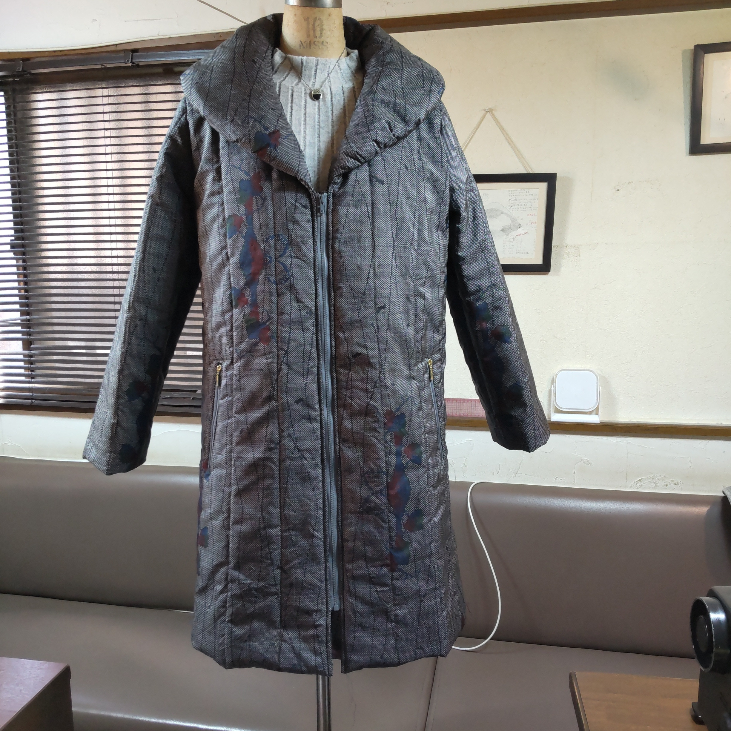 大島紬持ち込みオーダー　中綿コート