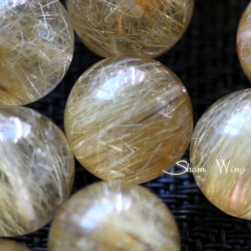 高品質 大粒ゴールドルチルクォーツ ラウンド約14.4～14.8mm☆1粒