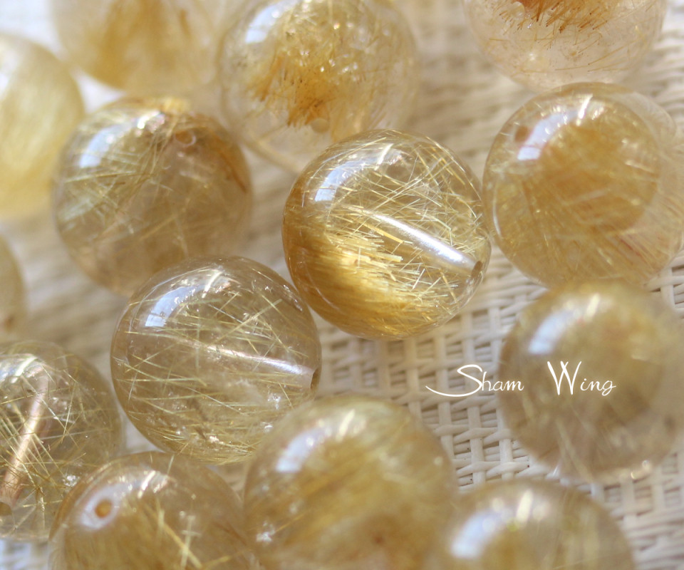 専用【極上，美品】濃密ゴールドルチルクォーツ　１４㎜