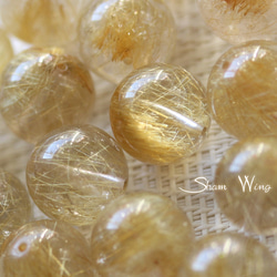高品質 大粒ゴールドルチルクォーツ ラウンド約14.4～14.8mm☆1粒