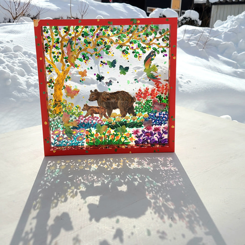 好きな色でオーダーメイド】花庭散歩 透明アート Mサイズ32cm 立体