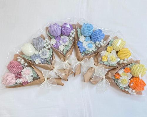 ♥絣いっぱいチューリップバッグ♥ 古布布団皮　紅花染　紫紺染チャーム付 3/7 はつばい🌷 tulip bag 💡new color➰🫧🌷💕 string優先に