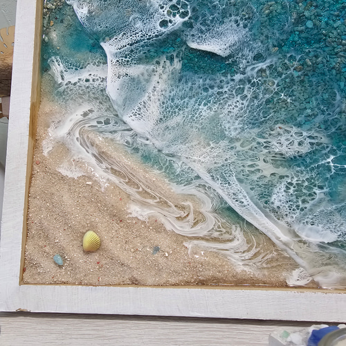 海を感じるインテリア レジン海アート ハートリーフビーチ 立体