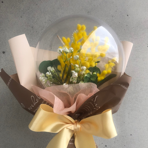 韓国風バルーンブーケ♡ミモザバルーンフラワーブーケ♡ミモザ花束♡母