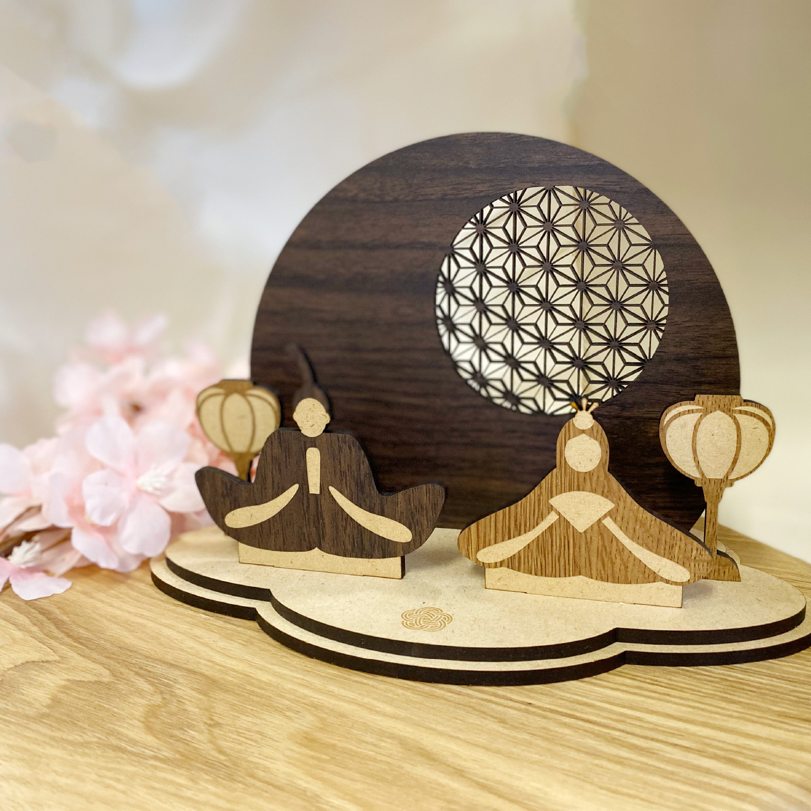 《木製》組小細工風　コンパクト雛人形