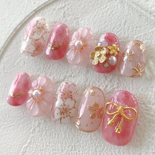 □桜シール52枚□桜ネイル 春ネイル 和柄ネイル 和装ネイル 振袖