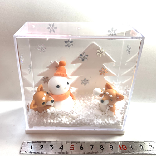 ❤️在庫処分SALE❤️☆スノードーム風わんちょんの雪遊び(1点限定品