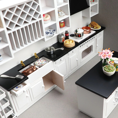 ドールハウス ミニチュア 家具 木製キッチンセット 食堂ドールハウス