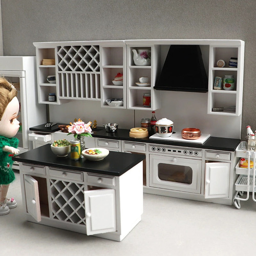 ドールハウス ミニチュア 家具 木製キッチンセット 食堂ドールハウス