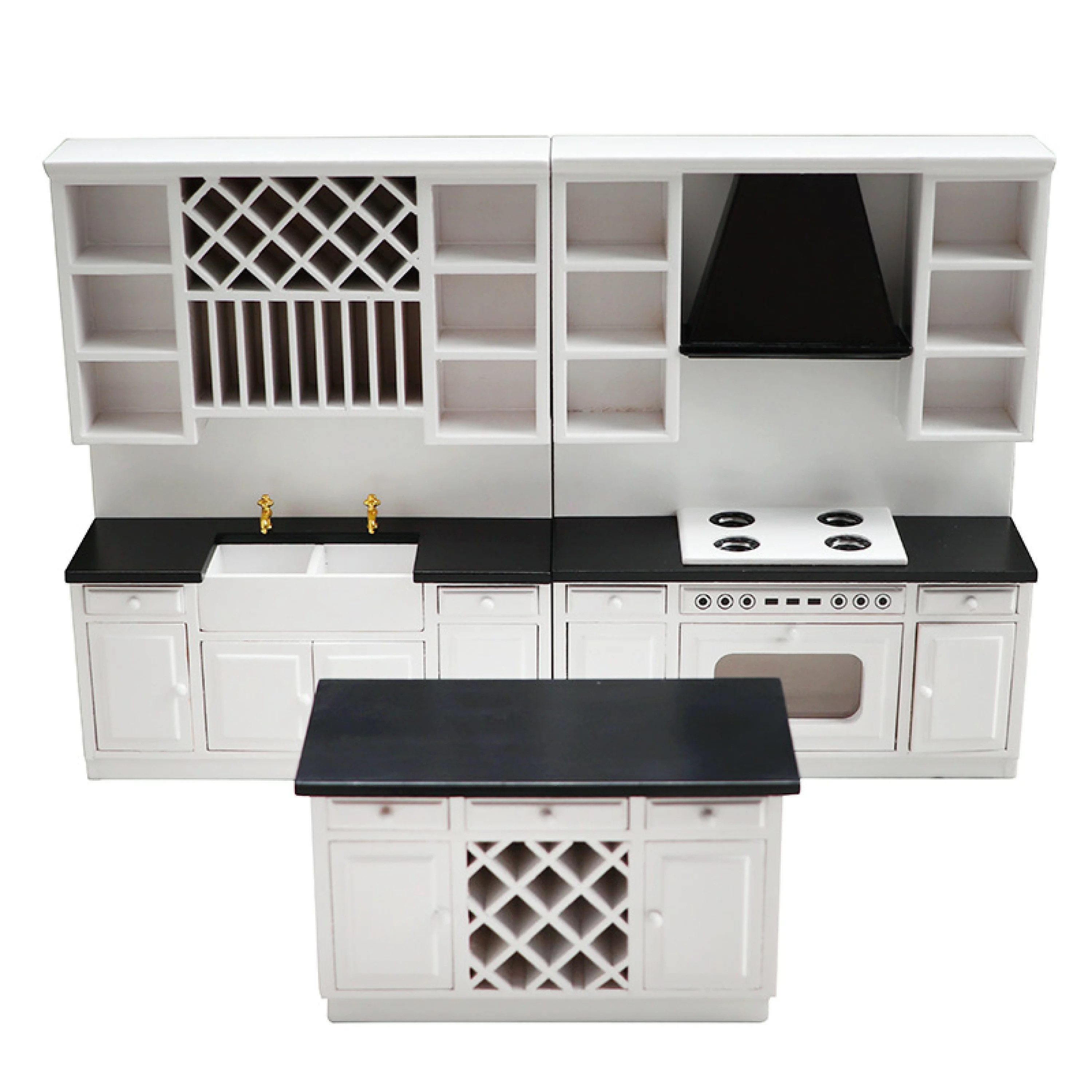 ドールハウス ミニチュア 家具 木製キッチンセット 食堂ドールハウス 台所ミニチュア リアルなデザイン 1:12スケール