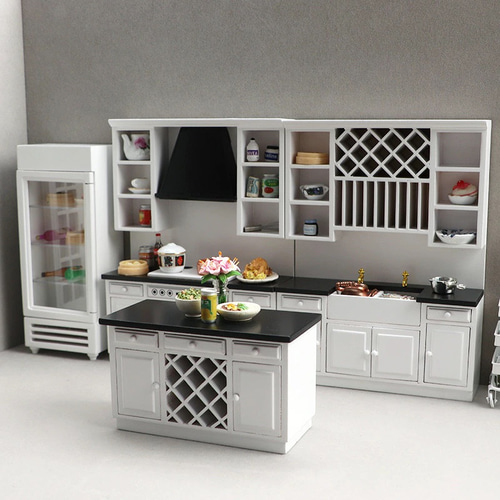 ドールハウス ミニチュア 家具 木製キッチンセット 食堂ドールハウス