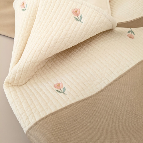 送料無料】チューリップ刺繍のヌビバッグ レッスンバッグと上靴入れ