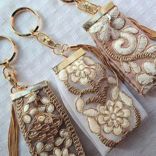 インド刺繍リボンのキーホルダー・バッグチャーム 41 キーホルダー 涼