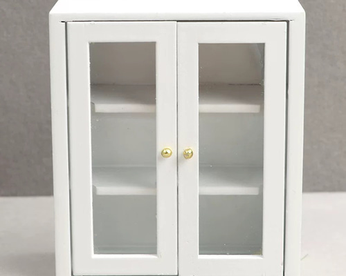 ドールハウス ミニチュア 家具 木製 キャビネット 扉付き 本棚 1/12