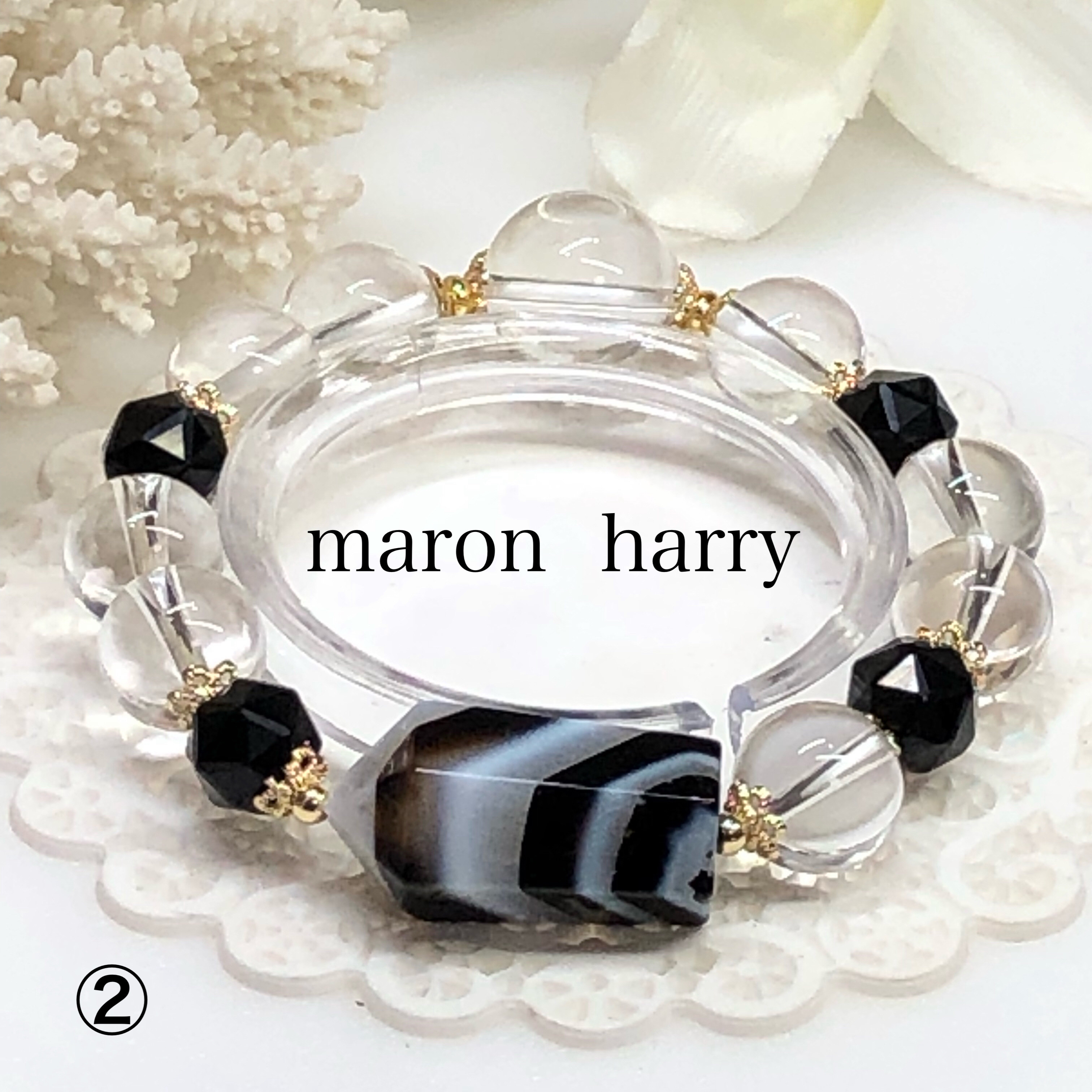 ⭐️3点限定⭐️縞模様瑪瑙ポイントブレスレット②•*¨*•.¸¸♬