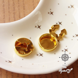 【1個】ボタンカバー ブローチ 貼り付け 金具（ 金色 / ゴールド ） 2枚目の画像