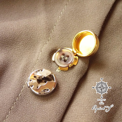 【1個】ボタンカバー ブローチ 貼り付け 金具（ 金色 / ゴールド ） 4枚目の画像