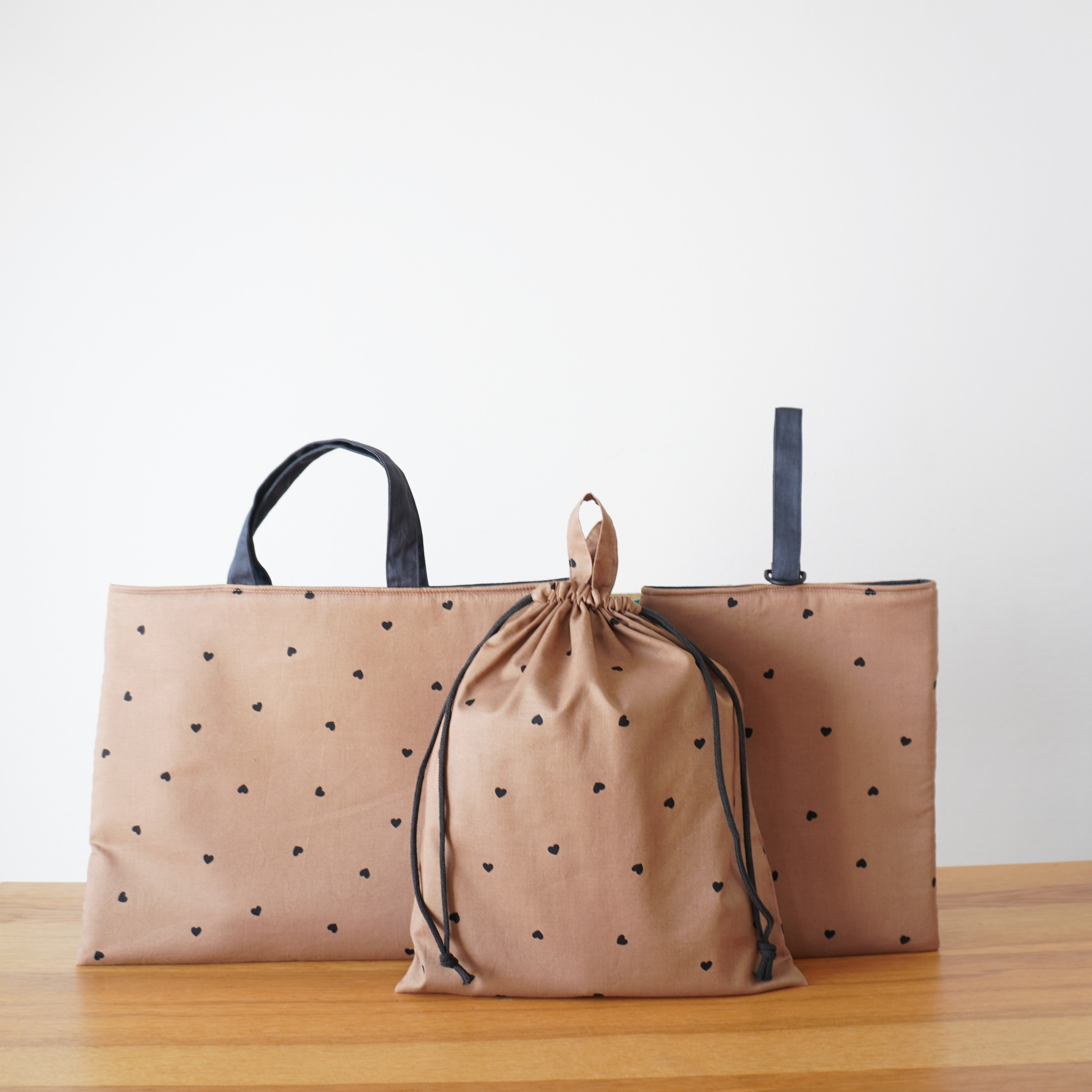 mill様専用 5点set リボン刺繍 ハートキルティング 上履き袋 体操服袋 mill