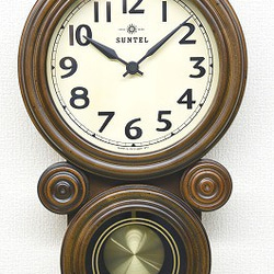 日本製 天然木 角型 レトロ掛け時計 QL696_AN 「スクエア」 掛け時計