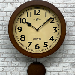 日本製 天然木 角型 レトロ掛け時計 QL696_AN 「スクエア」 掛け時計