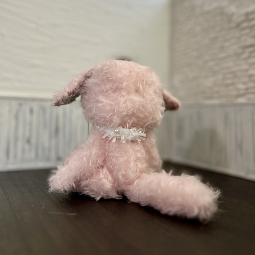 うさぎの着ぐるみを着たにゃんこ(桜色) テディベアタイプ 羊毛フェルト