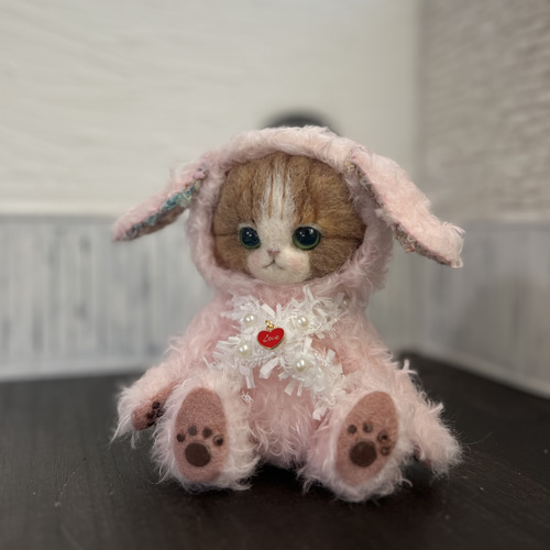 collette作家 羊毛フェルト テディベア ハンドメンド ぬいぐるみ 猫 collette作家 羊毛フェルト テディベア ハンドメンド ぬいぐるみ 猫
