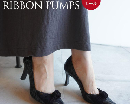 輝く美しさ⭐︎リボン付きブラックパイソン8cmヒールパンプス 日本製