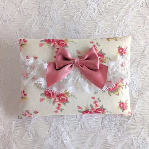 可愛い花柄ポケットティッシュケース（ピンク） ポーチ うさぎのしっぽ