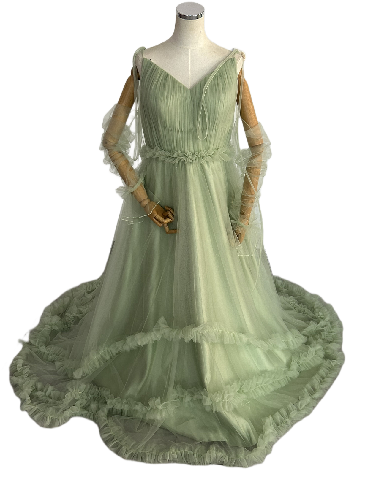 パーティードレス 取り外し袖 長袖 キャミソール フリルドレス ビスチェドレス 前撮り